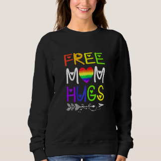 Womens Free Mom Hugs Rainbow Heart Lgbt Pride Mont Sweatshirt