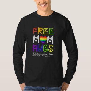 Womens Free Mom Hugs Rainbow Heart Lgbt Pride Mont T-Shirt