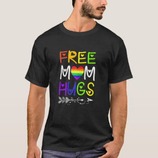 Womens Free Mom Hugs Rainbow Heart Lgbt Pride Mont T-Shirt