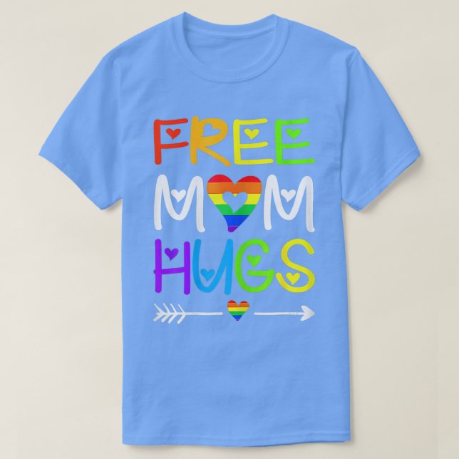 Womens Free Mom Hugs T Rainbow Heart LGBT Pride Mo T-Shirt (Design Front)