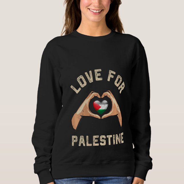 Womens Free Palestine Gaza Flag Arabic Freedom Dis Sweatshirt (Front)