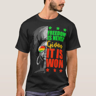 Womens Freedom Is Never Given It Is Won Quote for T-Shirt