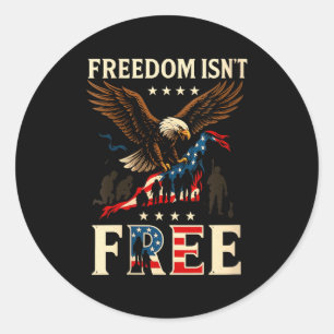 Womens freedom isn’t patriotic eagle usa veteran classic round sticker
