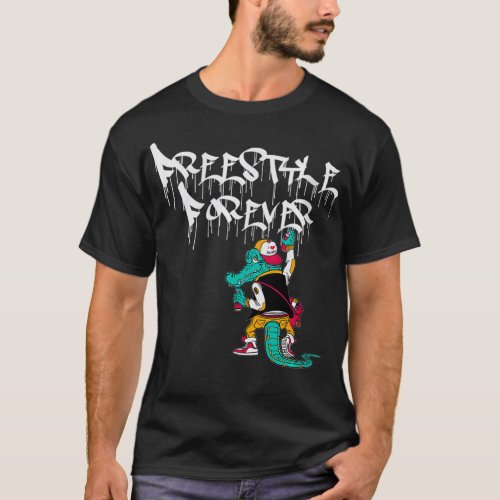 Womens Freestyle Forever Graffiti Gator 80s Music  T_Shirt