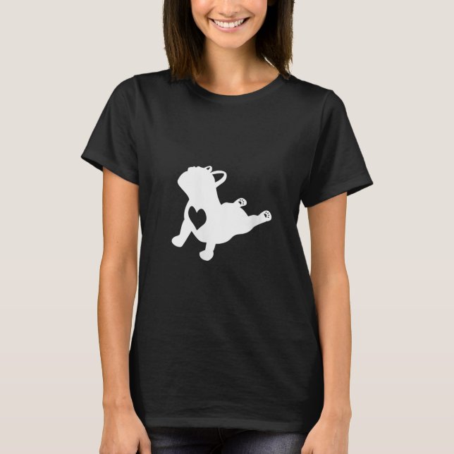 Womens French Bulldog Yoga Pose Love Heart Frenchi T-Shirt (Front)