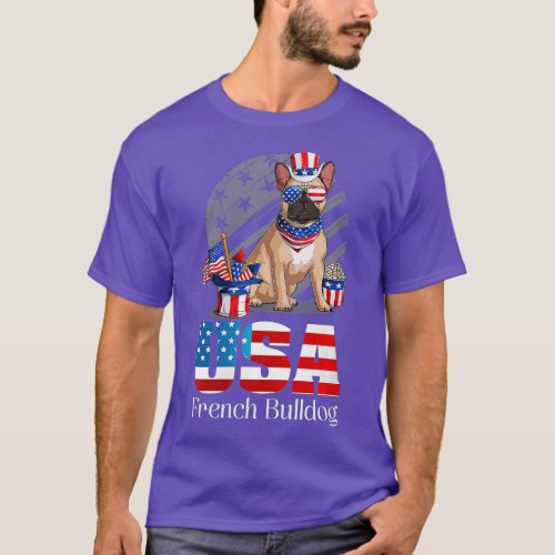 Womens French Bulldogs Independence Day Dog Lover  T_Shirt