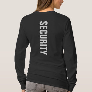 Womens Front And Back Print Security Black White T-Shirt