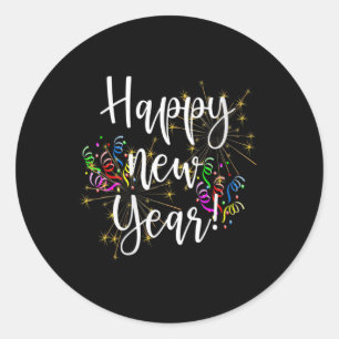 Womens Fun Happy New Year Day Eve Party Fireworks Classic Round Sticker