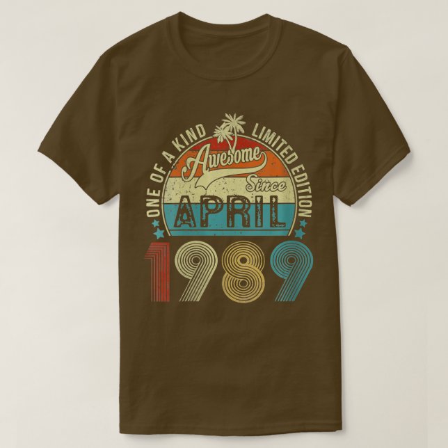 Womens Funny 34 Year Old Awesome Since April 1989  T-Shirt (Design Front)