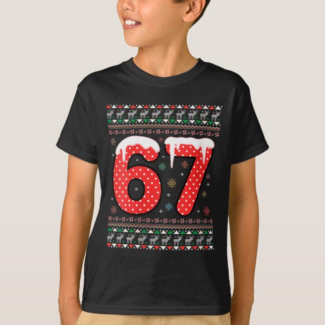 Womens Funny 67 Meme Christmas Pjs Six Seven Gen A T-Shirt (Front)