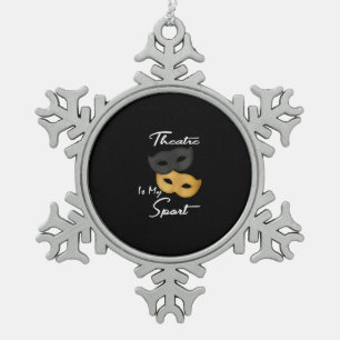 Women's Funny Actor Actress Theater Masks Gift Snowflake Pewter Christmas Ornament