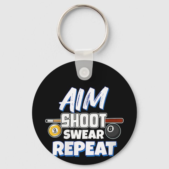Womens Funny Aim Pool Player Gift Billiard Balls Keychain (Front)