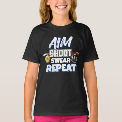 Womens Funny Aim Pool Player Gift Billiard Balls T_Shirt