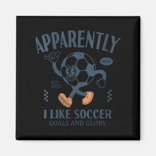Womens Funny Apparently, I Like Soccer V-neck Magnet