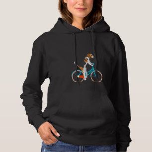 Womens Funny Biking Bicycling Beagle Dog On Bicycl Hoodie