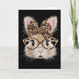 Women's Funny Bunny Face Gles Bandana Leopard Rabb Card
