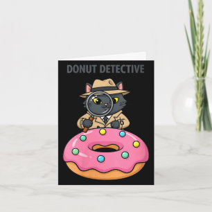 Women's funny cat detective donut noir mystery card