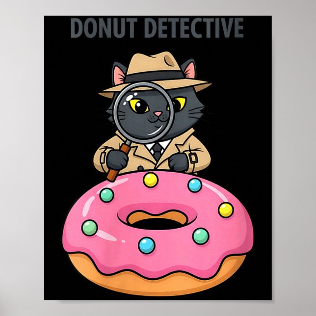 Women's funny cat detective donut noir mystery poster (Front)