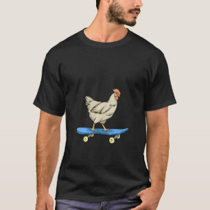 Womens Funny Chicken Skateboarding Skateboard Stak T-Shirt