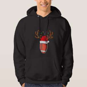 Womens Funny Christmas American Football Reindeer Hoodie