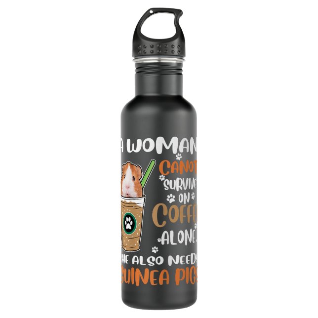 Womens Funny Coffee Guinea Pigs Woman  Stainless Steel Water Bottle (Front)
