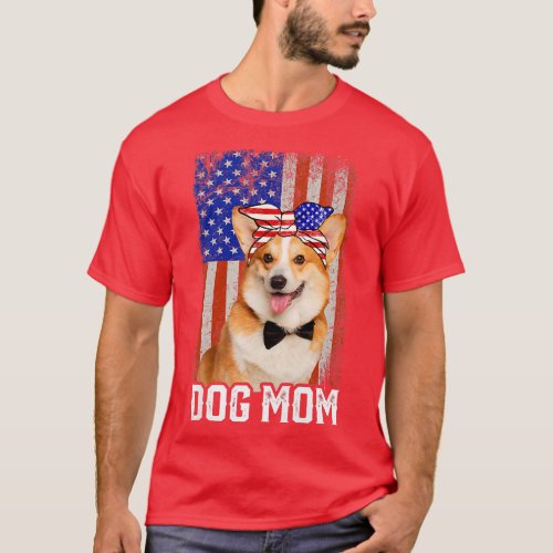 Womens Funny Corgi Dog Mom Usa Flag Mothers Day166 T_Shirt