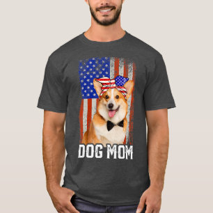 Womens Funny Corgi Dog Mom Usa Flag Mother's Day16 T-Shirt