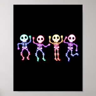 Womens Funny Dancing Skeletons Ghost Glow In The H Poster