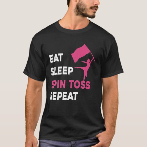 Womens Funny Eat Sleep Spin Toss Repeat Flag Colo T_Shirt