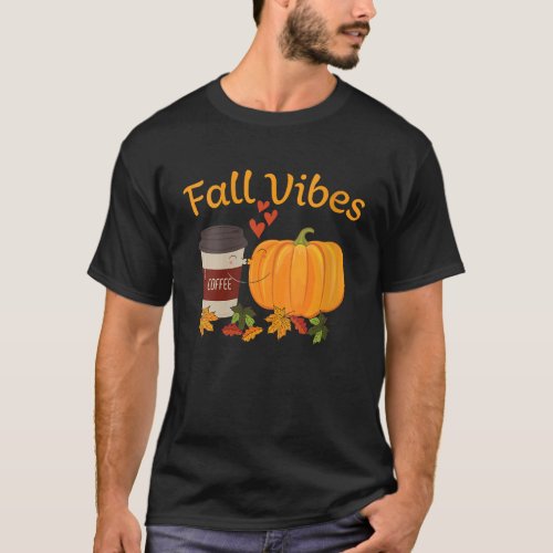 Womens Funny Fall Vibes Cute Couple Pumpkin Spice  T_Shirt