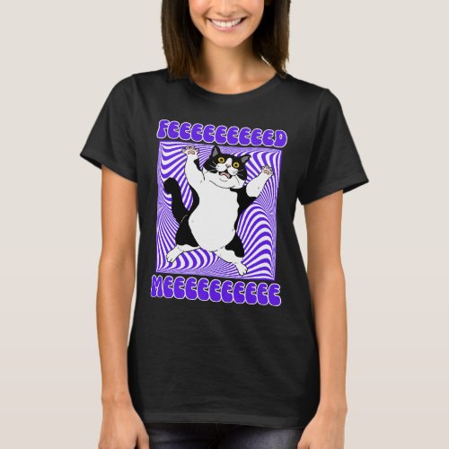 Womens Funny Feed Me Cat T_Shirt