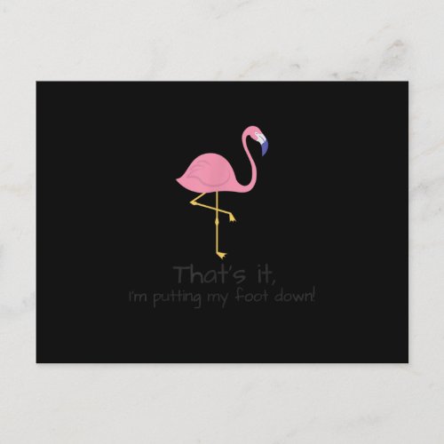 Womens funny Flamingo T_shirt slogan humour mum g Postcard