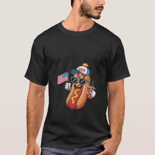 Womens Funny Fourth of July Hotdog Patriotic USA F T-Shirt