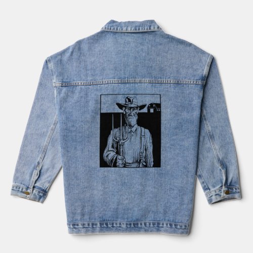 Womens Funny Graphic Gift MELON GROWER  Denim Jacket