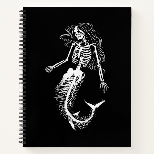 Womens Funny Halloween Mermaid Skeleton Gift Cool Notebook