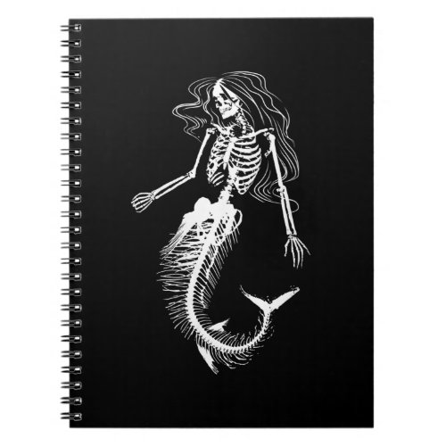 Womens Funny Halloween Mermaid Skeleton Gift Cool Notebook