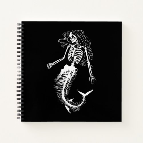 Womens Funny Halloween Mermaid Skeleton Gift Cool Notebook