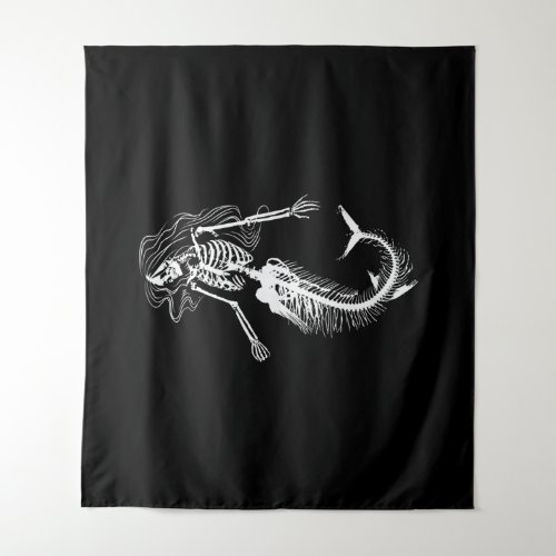 Womens Funny Halloween Mermaid Skeleton Gift Cool Tapestry