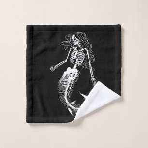 Womens Funny Halloween Mermaid Skeleton Gift Cool Wash Cloth