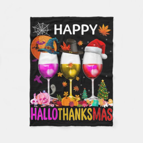 Womens Funny Halloween Thanksgiving Christmas Happ Fleece Blanket