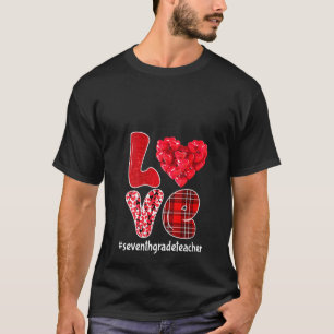 Womens Funny Hearts Love 7th Grade Teacher Cute Le T-Shirt