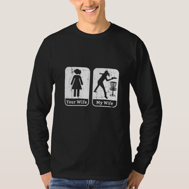Womens Funny Husband  Frisbees Disk Wife Disc Golf T-Shirt (Front)