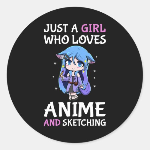 Womens Funny Japanese Anime Girl Just A Girl Who L Classic Round Sticker