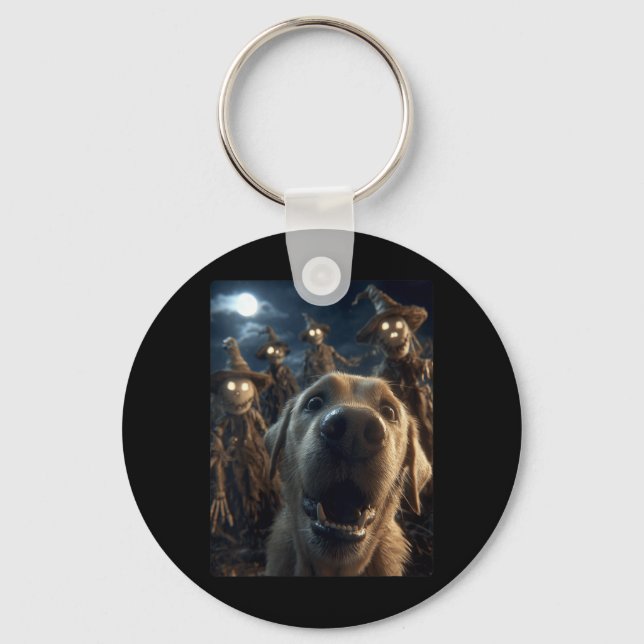 Womens Funny Labrador Selfie With Scarecrows Keychain (Front)