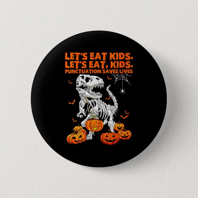 Womens Funny Let's Eat Kids Punctuation Saves Gram Button (Front)