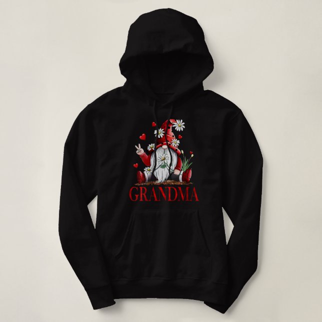 Womens Funny Love Being Called Grandma Gnome Valen Hoodie (Design Front)