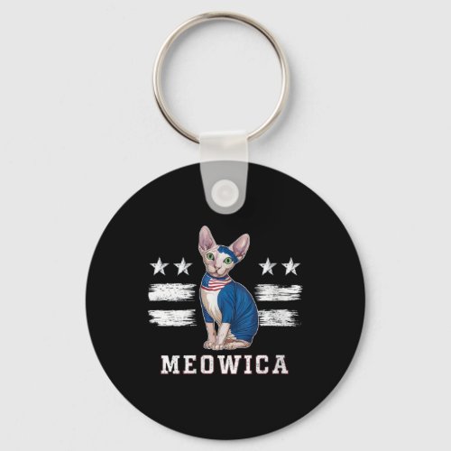 Womens Funny Meowica Sphynx Cat Lover Owner Usa Fl Keychain