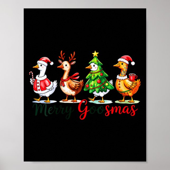 Womens Funny Merry Goosmas Goose Christmas Holiday Poster (Front)