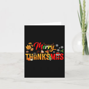 Womens Funny Merry Thanksmas Thanksgiving Christma Card