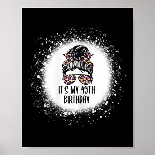 Womens Funny Messy Bun Mothers Day Leopard Its Poster